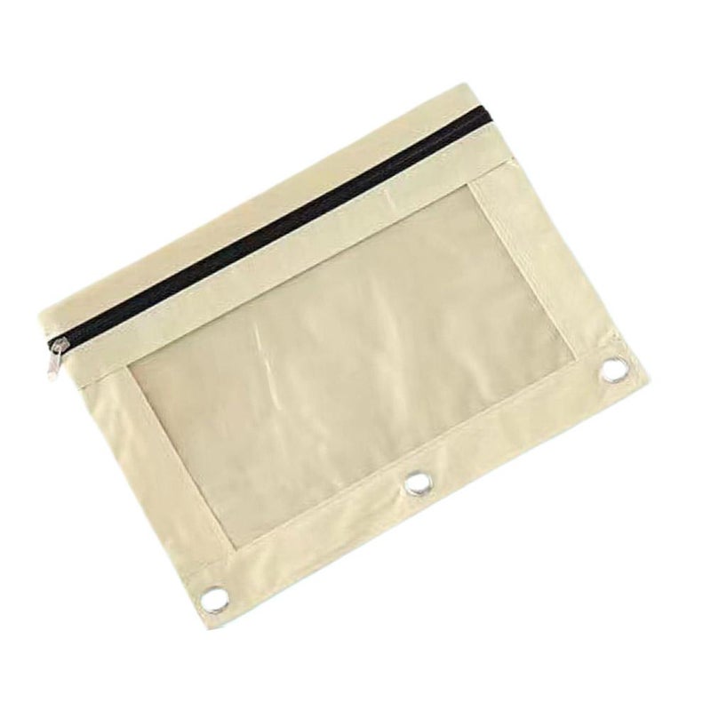 Three-hole pencil case with single pull tab, 420D PVC Oxford cloth eyelet bag, document storage bag, transparent pencil case